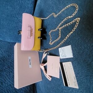 Miu Miu Two-tone Madras Bow Wallet